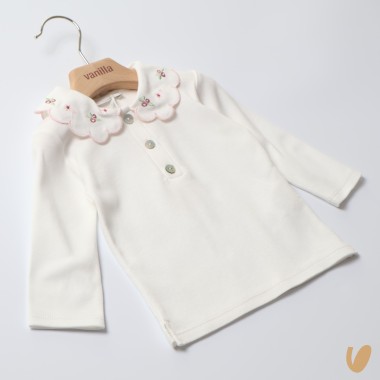 Polo colletto ricamato Neonata
