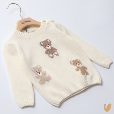 Maglioncino orsetti lana e cashmere Neonato