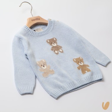 Maglioncino orsetti lana e cashmere Neonato