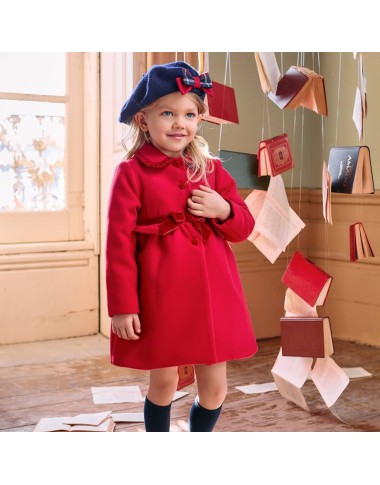 Coat with velvet bow