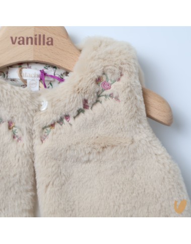 Sleeveless in Ecopelliccio embroidery flowers