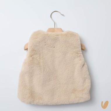 Smanicato in ecopelliccia ricamo fiori Neonata