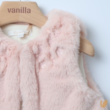 Smanicato in ecopelliccia ricamo fiori Cappotto e Giubbino