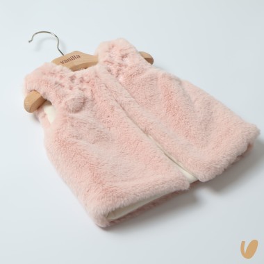 Smanicato in ecopelliccia ricamo fiori Cappotto e Giubbino