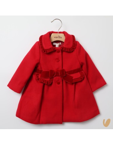 Coat with velvet bow