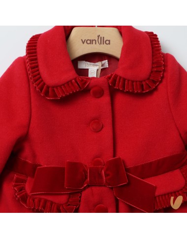 Coat with velvet bow