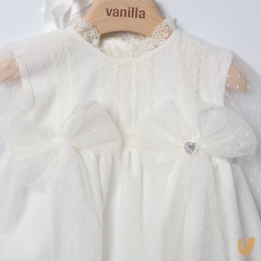 Abito lungo con cuffia battesimale Battesimo