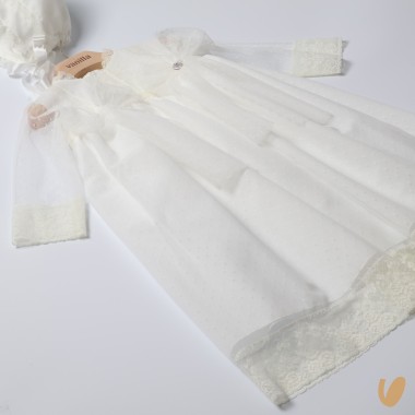 Abito lungo con cuffia battesimale Battesimo