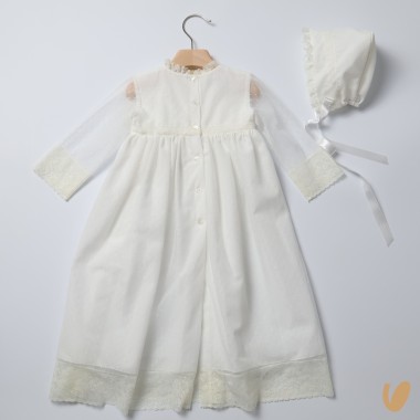 Abito lungo con cuffia battesimale Battesimo