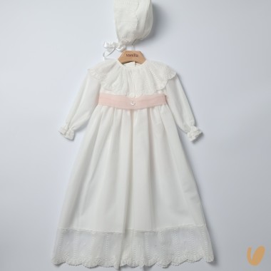 Abito lungo con cuffia battesimale Battesimo