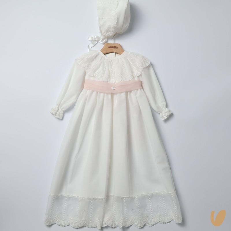 Abito lungo con cuffia battesimale Battesimo