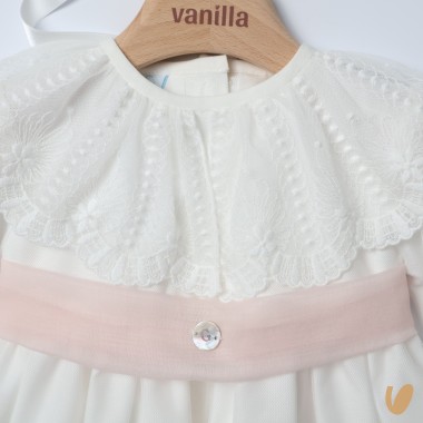 Abito lungo con cuffia battesimale Battesimo