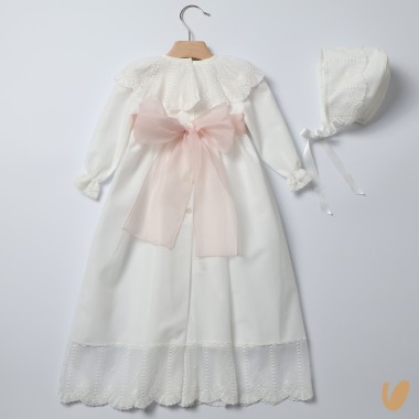 Abito lungo con cuffia battesimale Battesimo
