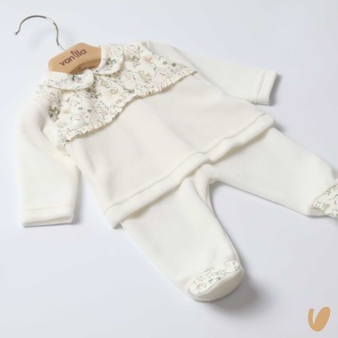 Completo in ciniglia fiorellini Completo e Pagliaccetto