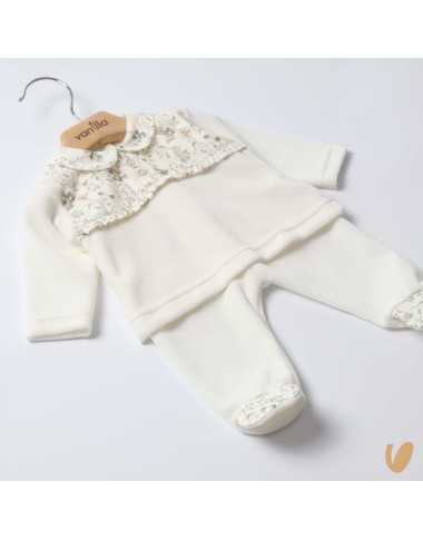 Completo in ciniglia fiorellini Completo e Pagliaccetto