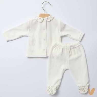 Completo in ciniglia fiorellini Completo e Pagliaccetto