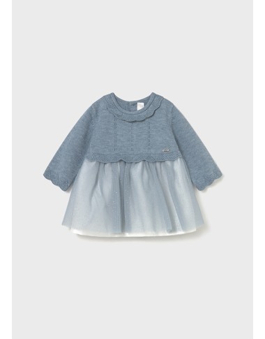 Tricot and tulle combined dress