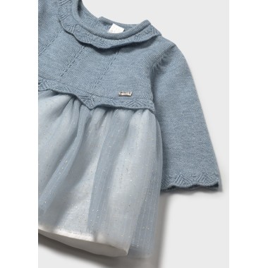 Abito combinato tricot e tulle Neonata