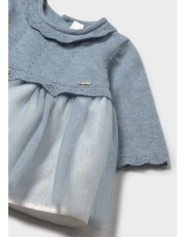Abito combinato tricot e tulle Neonata