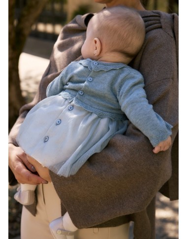 Tricot and tulle combined dress