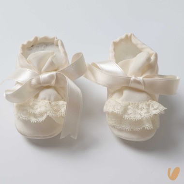 Scarpette in seta e pizzo Culla LEI 15/20