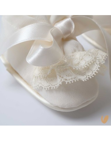 Scarpette in seta e pizzo Culla LEI 15/20