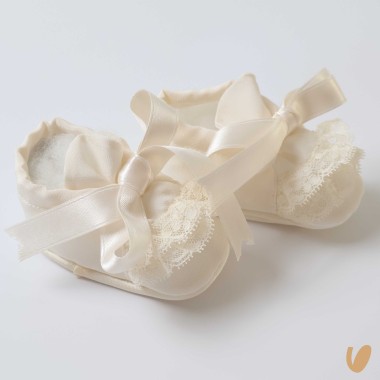 Scarpette in seta e pizzo Culla LEI 15/20