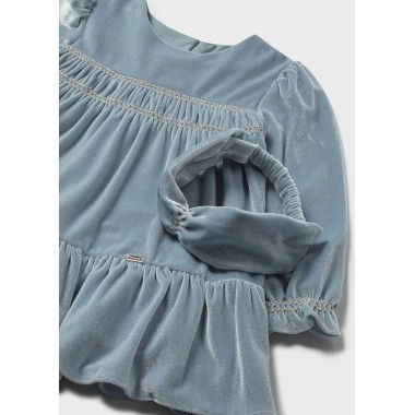 Abito e Fascia in velluto Neonata