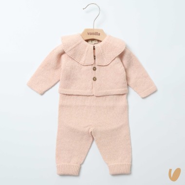 Salopette e cardigan lana merinos Neonata