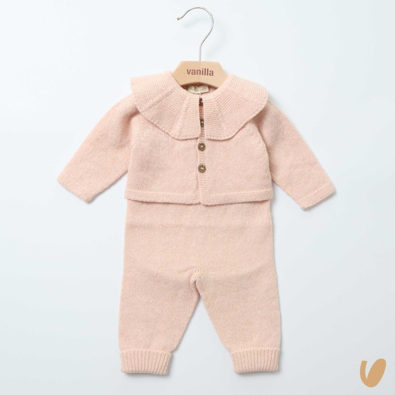 Salopette e cardigan lana merinos Neonata
