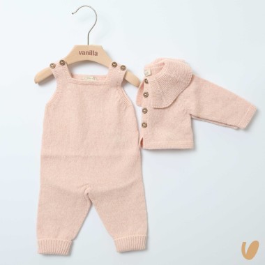 Salopette e cardigan lana merinos Neonata