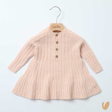 Abito a coste in lana Neonata