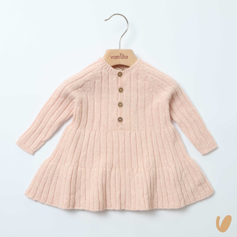 Abito a coste in lana Neonata