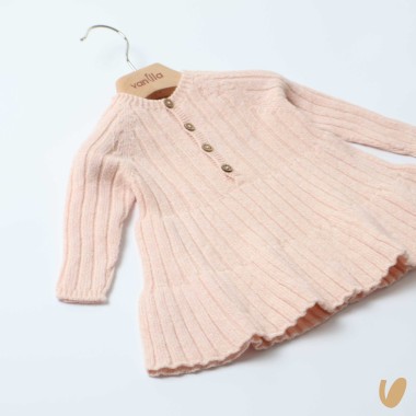 Abito a coste in lana Neonata