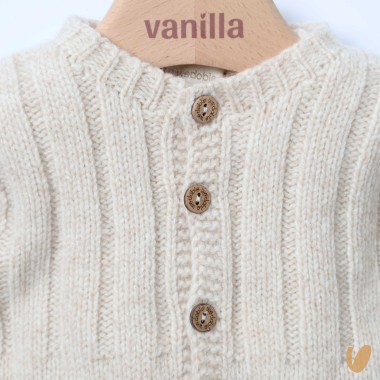 Salopette e cardigan in lana merinos Neonato