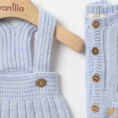 Salopette e cardigan in lana merinos Neonato