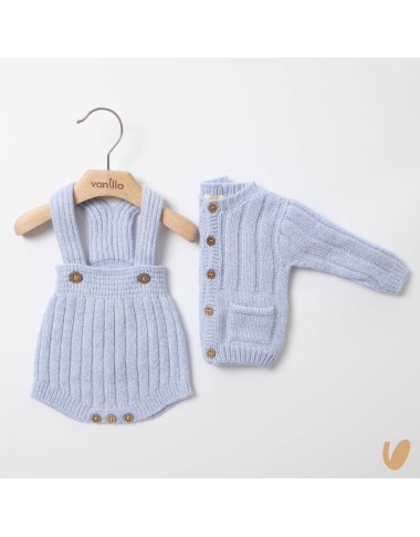 Salopette e cardigan in lana merinos Neonato