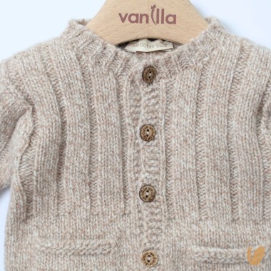 Salopette e cardigan in lana merinos Neonato