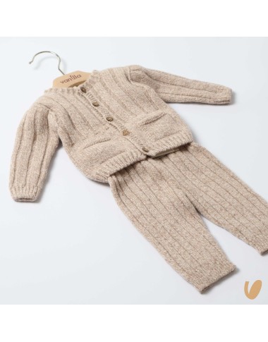 Salopette e cardigan in lana merinos Neonato