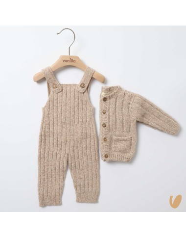 Salopette e cardigan in lana merinos Neonato
