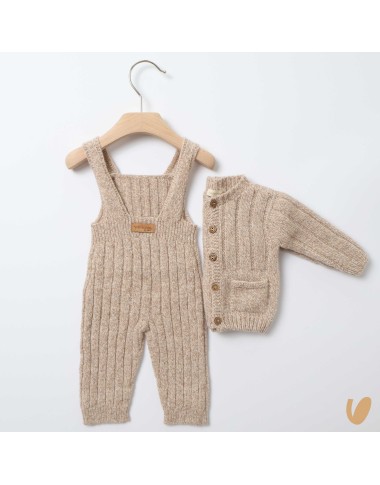 Salopette e cardigan in lana merinos Neonato