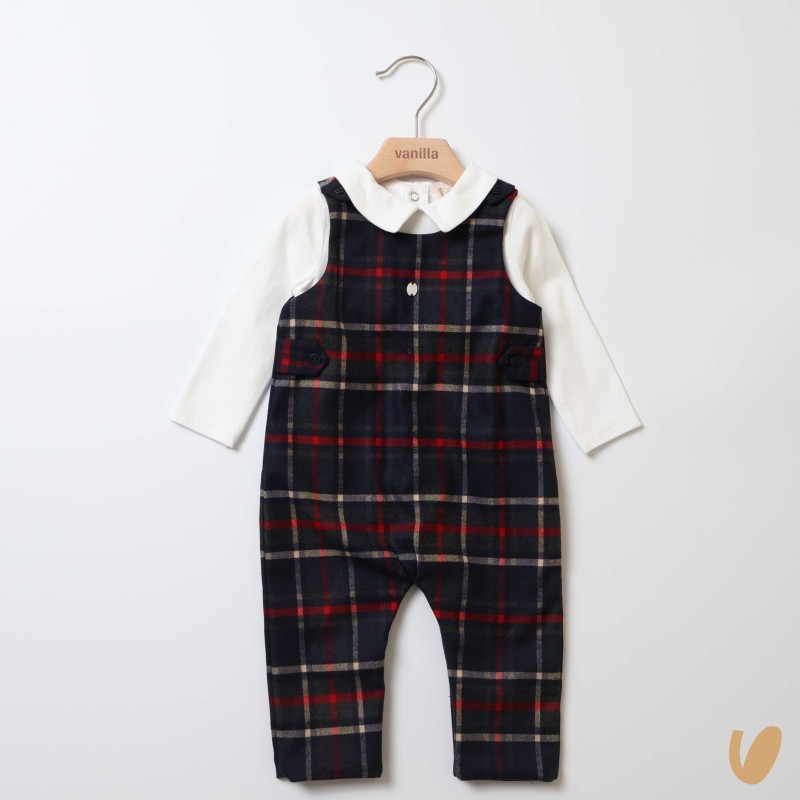 Tutina salopette tartan Neonato