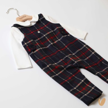 Tutina salopette tartan Neonato