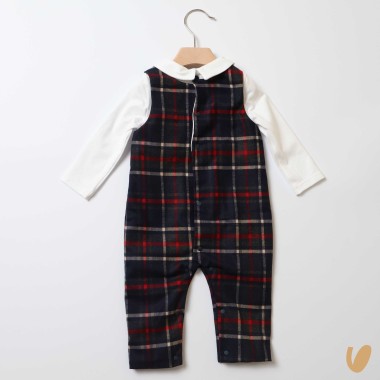Tutina salopette tartan Neonato