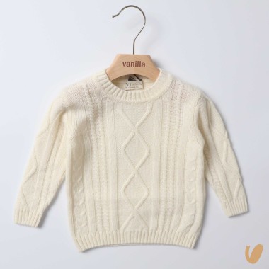 Maglioncino trecce lana e cashmere Neonato