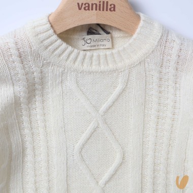 Maglioncino trecce lana e cashmere Neonato
