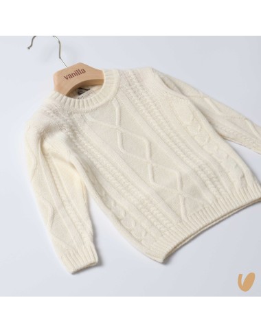 Maglioncino trecce lana e cashmere Neonato