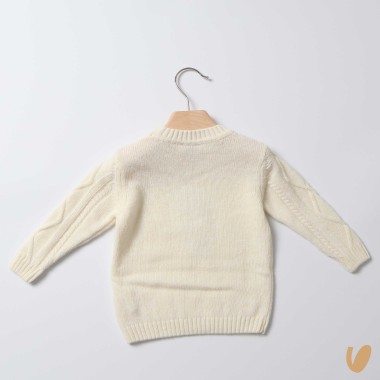 Maglioncino trecce lana e cashmere Neonato