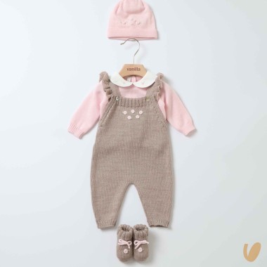 Completo nascita camelie in lana Set Nascita e Uscita Clinica