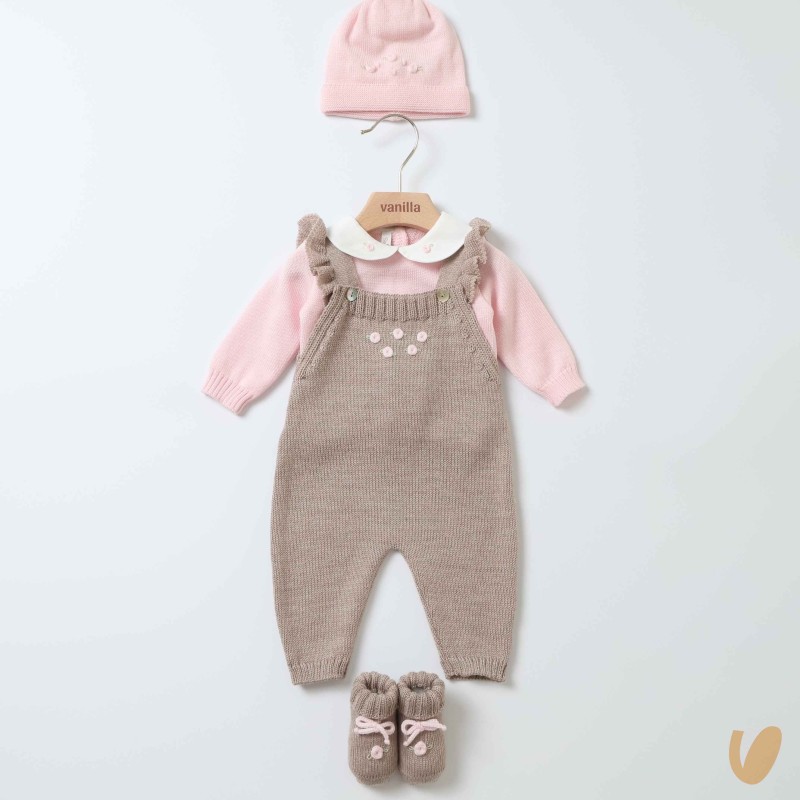 Completo nascita camelie in lana Set Nascita e Uscita Clinica